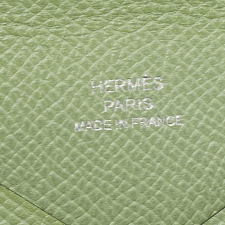Pre Owned Hermes Vert Criquet Epsom Leather Calvi Card Holder