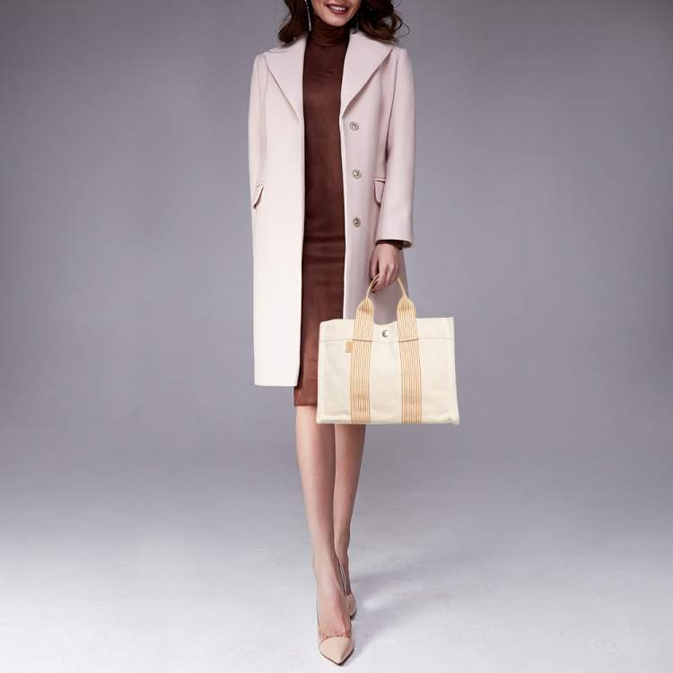 Pre Owned Hermes Peach Canvas Fourre Tout PM Bag