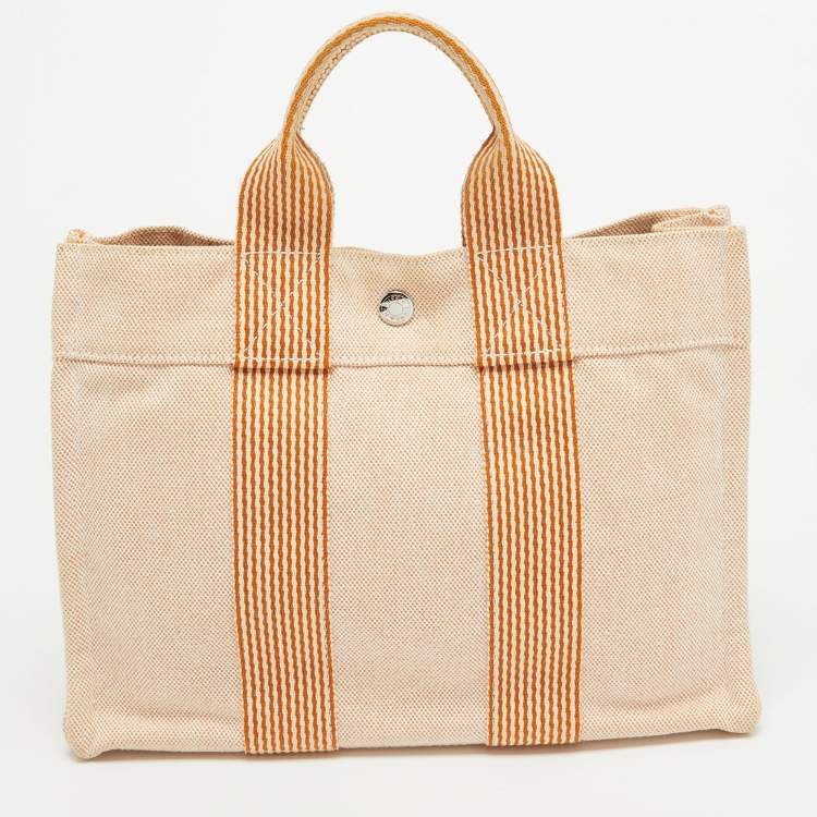 Pre Owned Hermes Peach Canvas Fourre Tout PM Bag