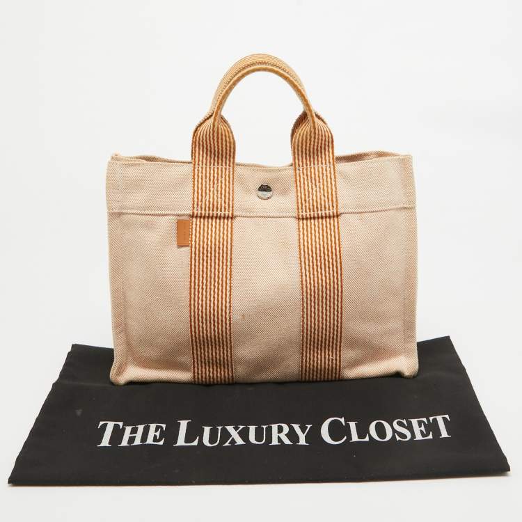 Pre Owned Hermes Peach Canvas Fourre Tout PM Bag