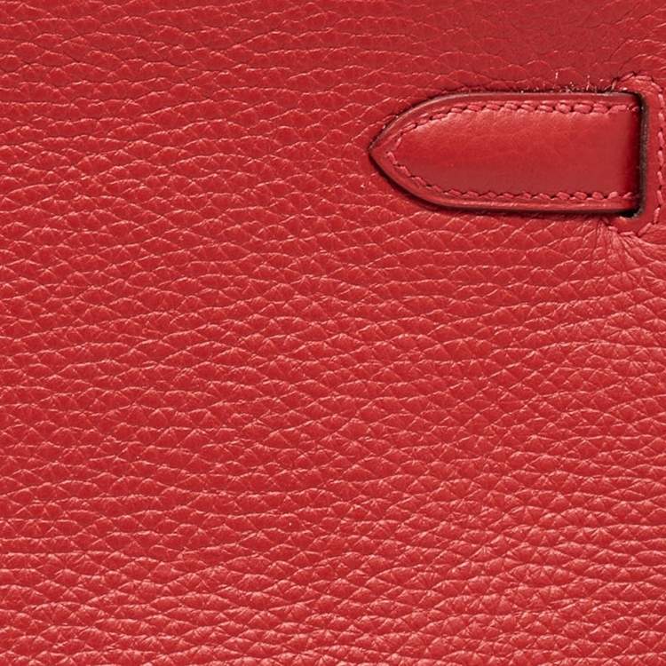 Pre Owned Hermès Rouge Casaque Togo Leather Palladium Finish Kelly Retourne 32 Bag