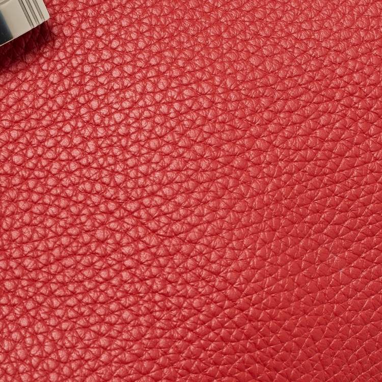 Pre Owned Hermès Rouge Casaque Togo Leather Palladium Finish Kelly Retourne 32 Bag