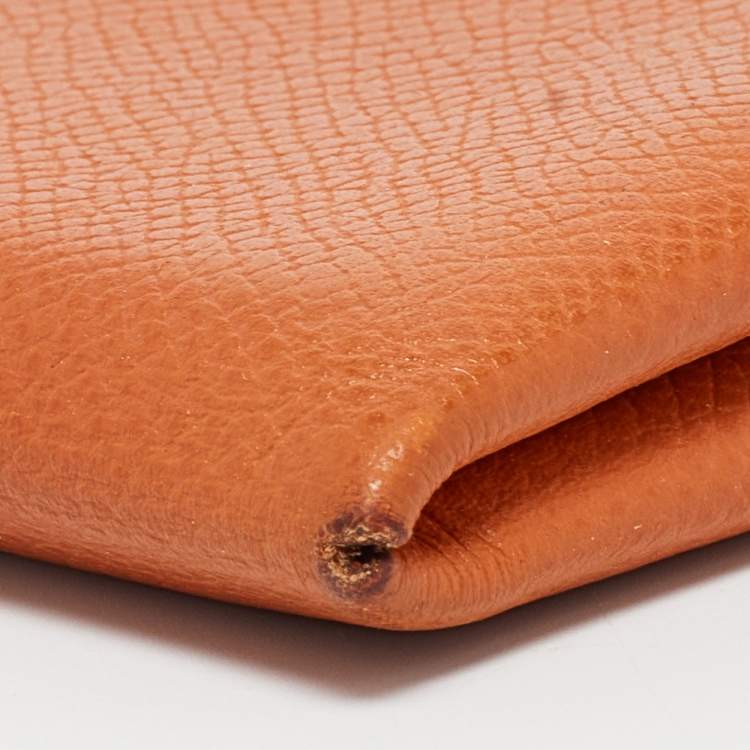 Pre Owned Hermes Orange Epsom Leather Calvi Card Holder