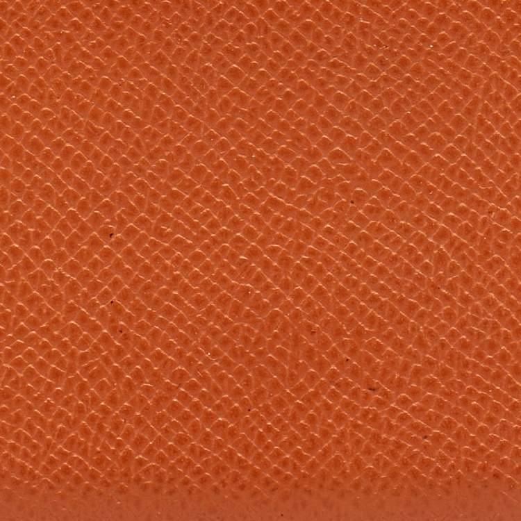 Pre Owned Hermes Orange Epsom Leather Calvi Card Holder