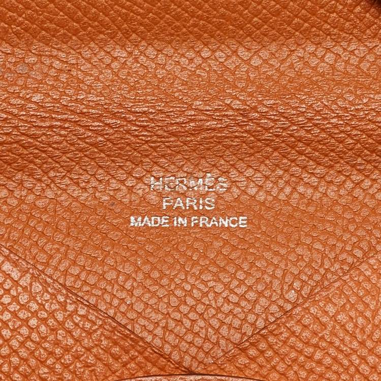 Pre Owned Hermes Orange Epsom Leather Calvi Card Holder
