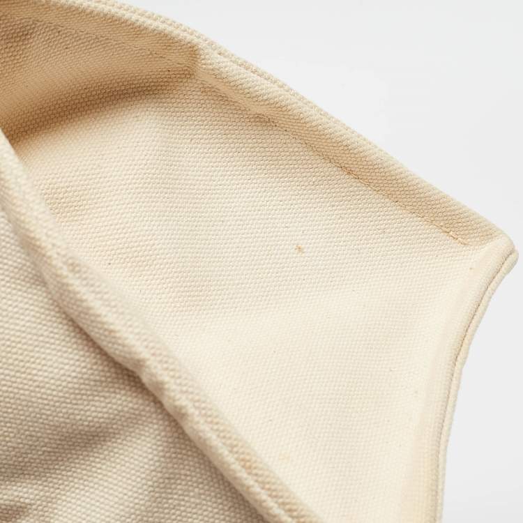 Pre Owned Hermes Cream/Orange Canvas Bora Bora PM Tote   