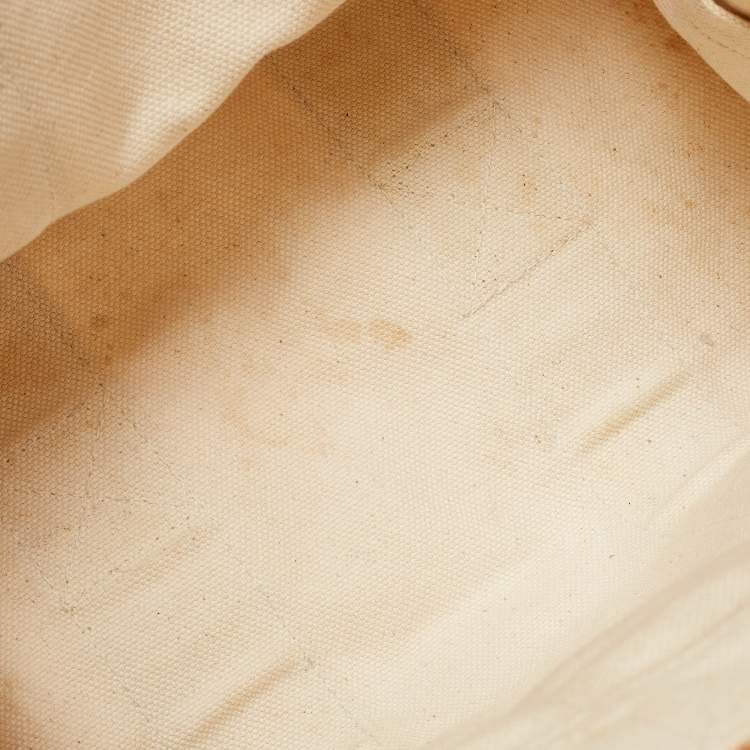 Pre Owned Hermes Cream/Orange Canvas Bora Bora PM Tote   