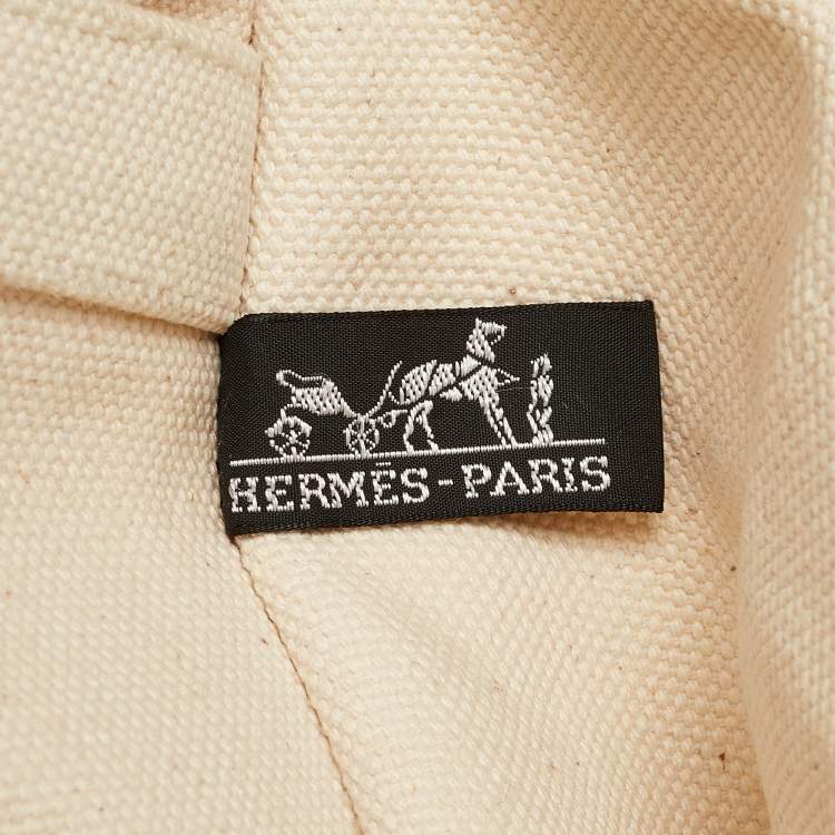 Pre Owned Hermes Cream/Orange Canvas Bora Bora PM Tote   