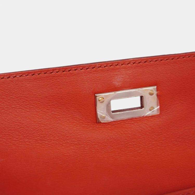 Pre Owned Hermes Sanguine Swift Leather Kelly Cut Clutch Bag