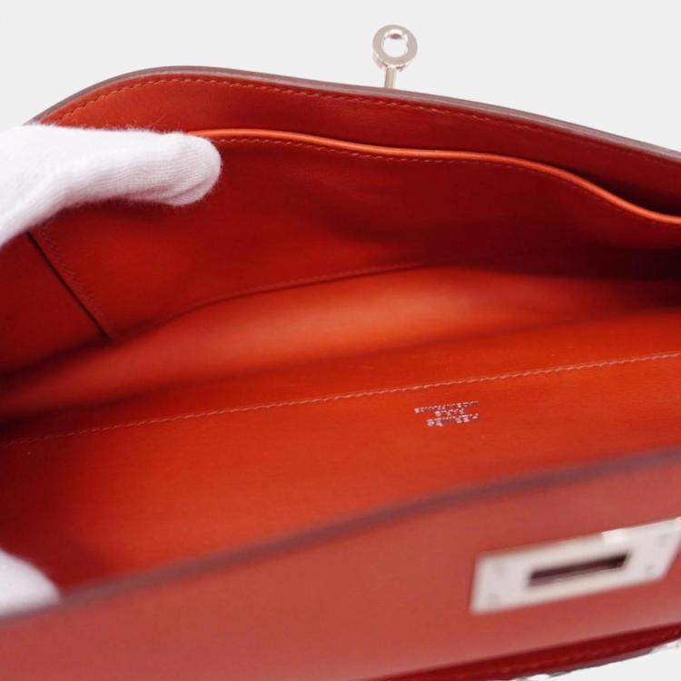 Pre Owned Hermes Sanguine Swift Leather Kelly Cut Clutch Bag