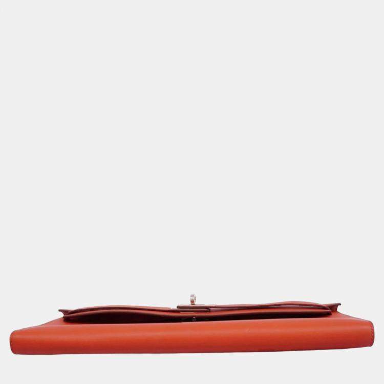 Pre Owned Hermes Sanguine Swift Leather Kelly Cut Clutch Bag