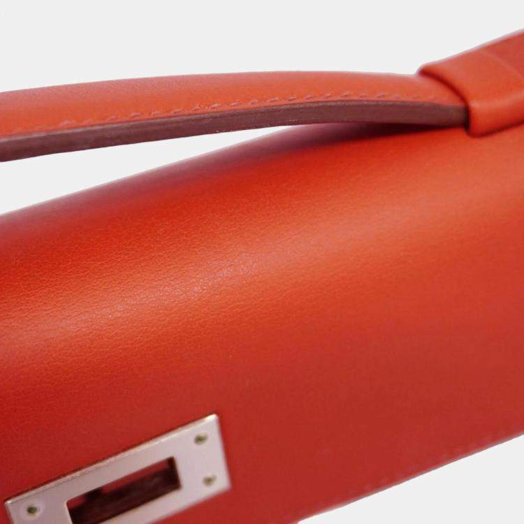 Pre Owned Hermes Sanguine Swift Leather Kelly Cut Clutch Bag