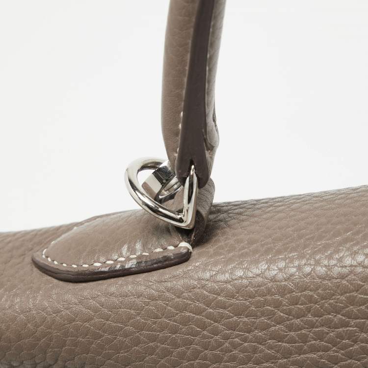 Pre Owned Hermes Etoupe Taurillon Clemence Leather Palladium Finish Kelly Retourne 35 Bag