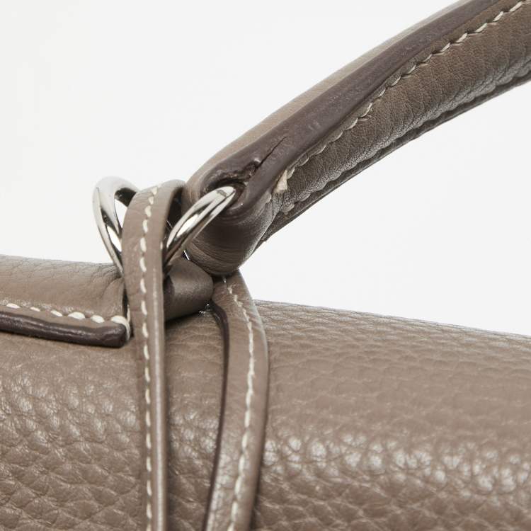 Pre Owned Hermes Etoupe Taurillon Clemence Leather Palladium Finish Kelly Retourne 35 Bag