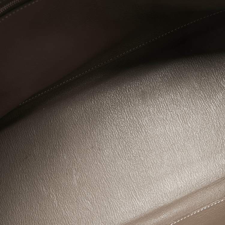 Pre Owned Hermes Etoupe Taurillon Clemence Leather Palladium Finish Kelly Retourne 35 Bag