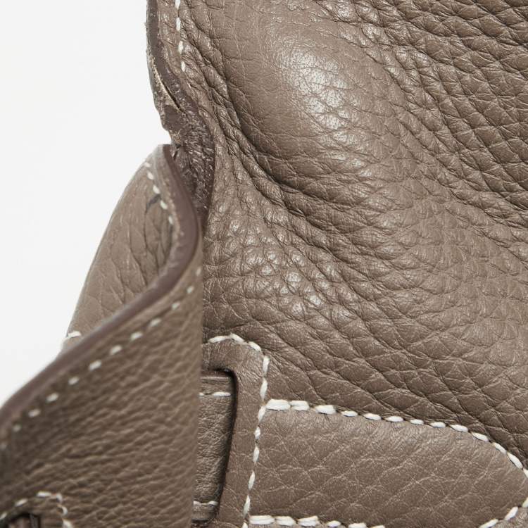 Pre Owned Hermes Etoupe Taurillon Clemence Leather Palladium Finish Kelly Retourne 35 Bag