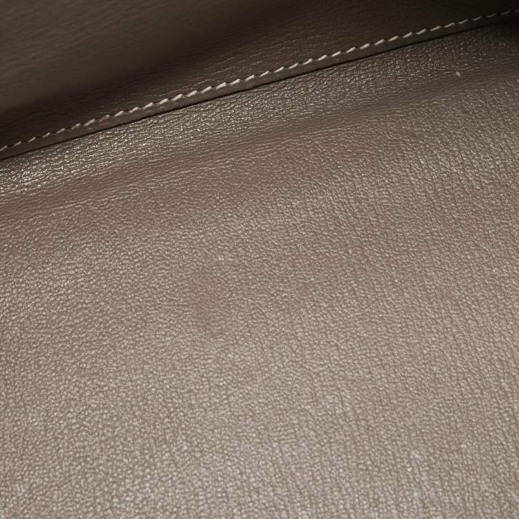 Pre Owned Hermes Etoupe Taurillon Clemence Leather Palladium Finish Kelly Retourne 35 Bag