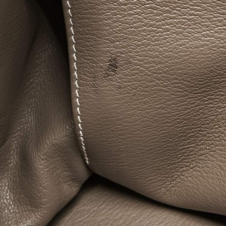Pre Owned Hermes Etoupe Taurillon Clemence Leather Palladium Finish Kelly Retourne 35 Bag