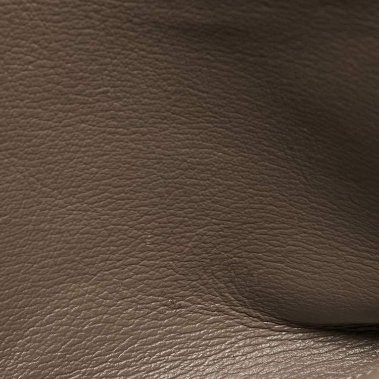 Pre Owned Hermes Etoupe Taurillon Clemence Leather Palladium Finish Kelly Retourne 35 Bag