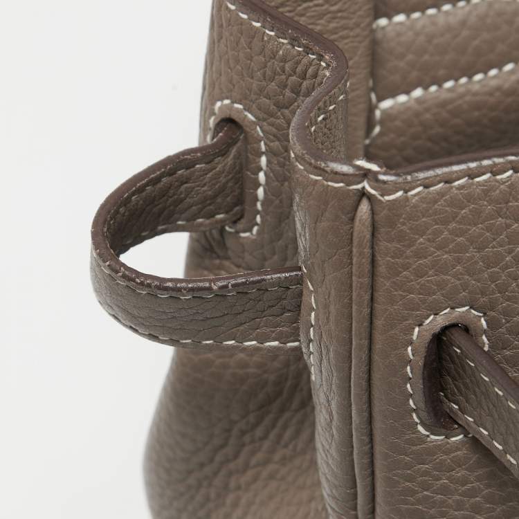 Pre Owned Hermes Etoupe Taurillon Clemence Leather Palladium Finish Kelly Retourne 35 Bag