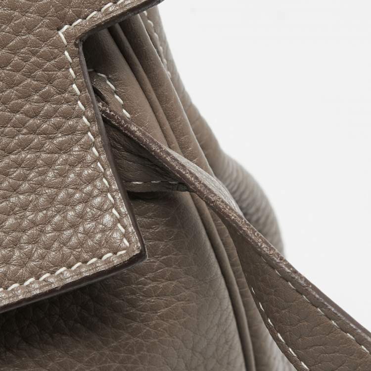 Pre Owned Hermes Etoupe Taurillon Clemence Leather Palladium Finish Kelly Retourne 35 Bag