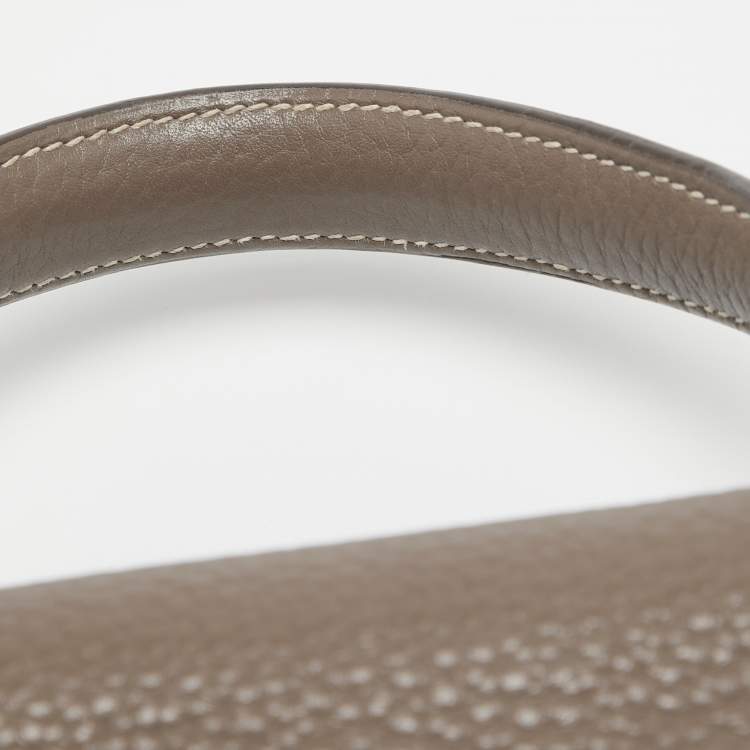 Pre Owned Hermes Etoupe Taurillon Clemence Leather Palladium Finish Kelly Retourne 35 Bag