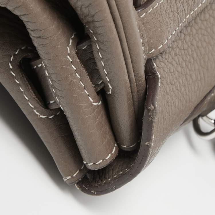 Pre Owned Hermes Etoupe Taurillon Clemence Leather Palladium Finish Kelly Retourne 35 Bag