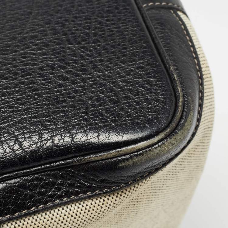 Pre Owned Hermes Beige/Black Toile And Negonda Leather Garden Party 36 Bag