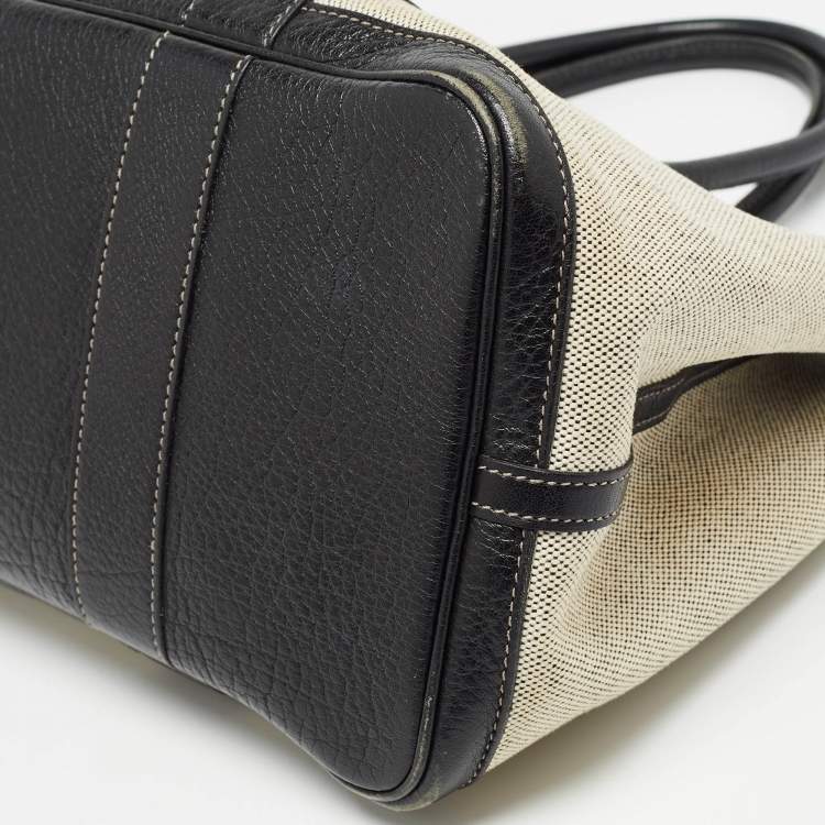 Pre Owned Hermes Beige/Black Toile And Negonda Leather Garden Party 36 Bag