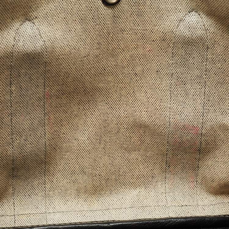 Pre Owned Hermes Beige/Black Toile And Negonda Leather Garden Party 36 Bag