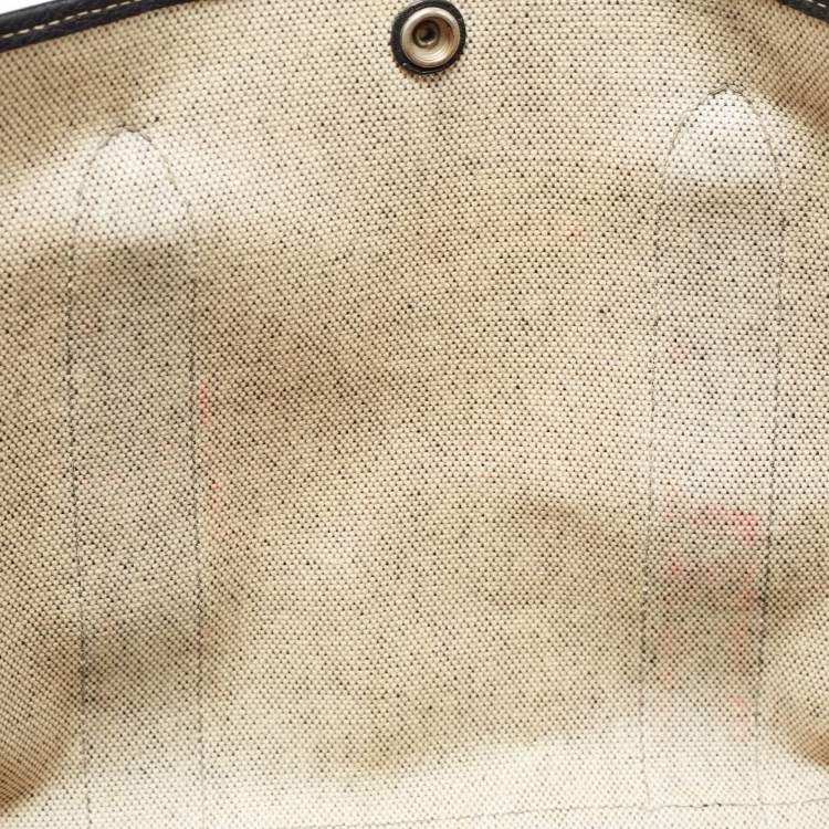 Pre Owned Hermes Beige/Black Toile And Negonda Leather Garden Party 36 Bag