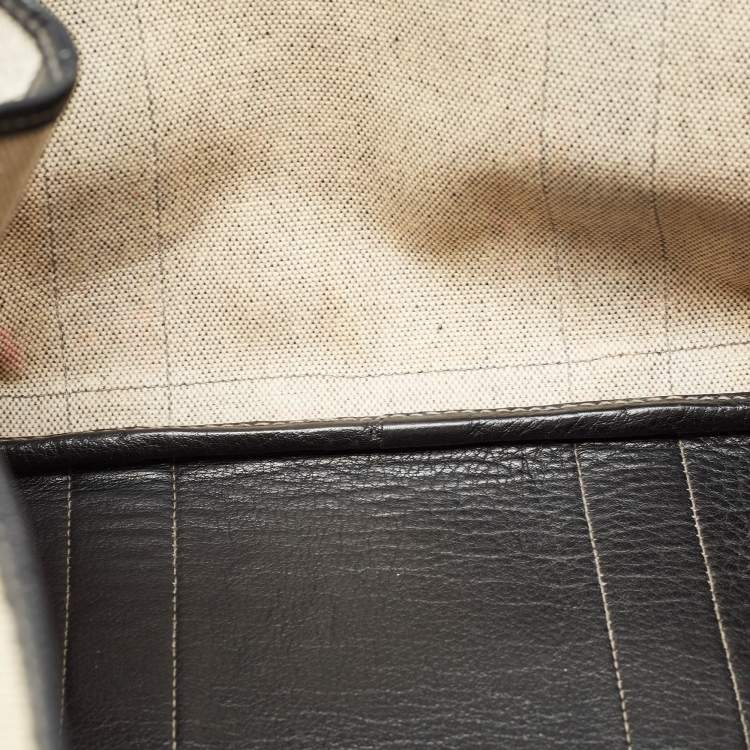Pre Owned Hermes Beige/Black Toile And Negonda Leather Garden Party 36 Bag
