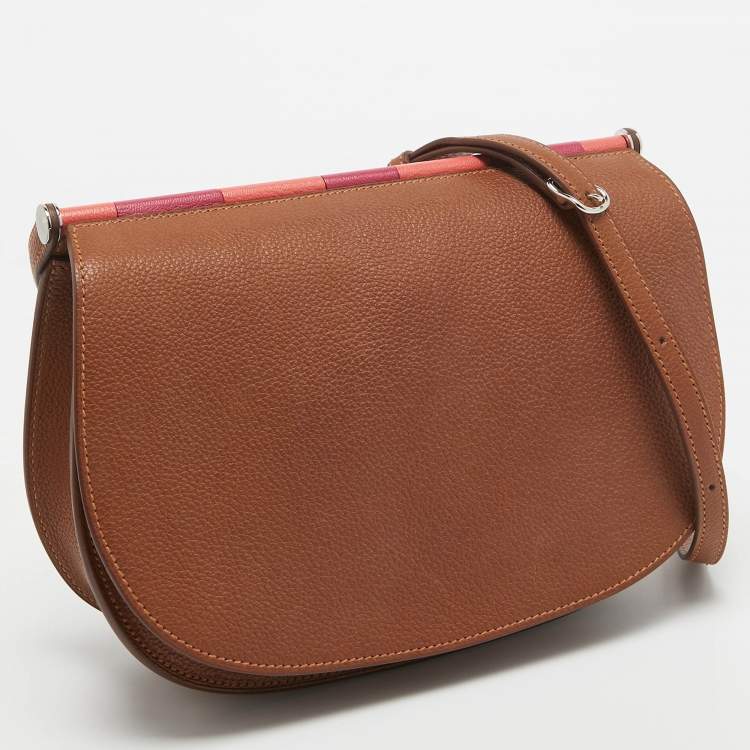 Pre Owned Hermes Fauve/Chevre Pink Barenia Leather Saut Bag
