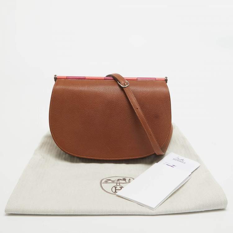 Pre Owned Hermes Fauve/Chevre Pink Barenia Leather Saut Bag