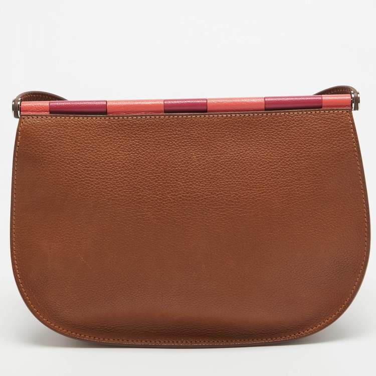 Pre Owned Hermes Fauve/Chevre Pink Barenia Leather Saut Bag