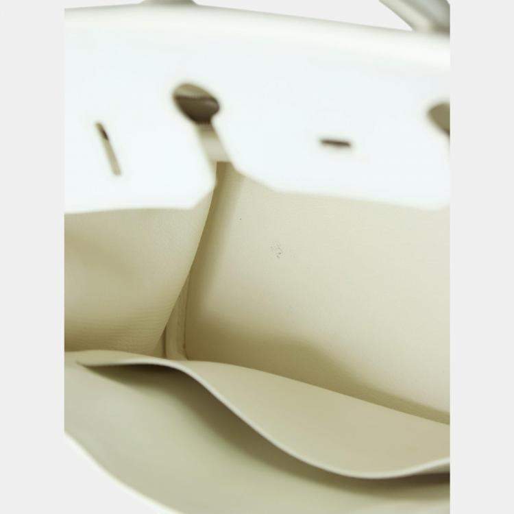Pre Owned Hermes White Clemence leather Birkin 35 Bag