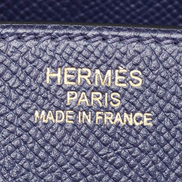 Pre Owned Hermes Blue Saphir Epsom Leather Gold Finish Birkin 35 Bag