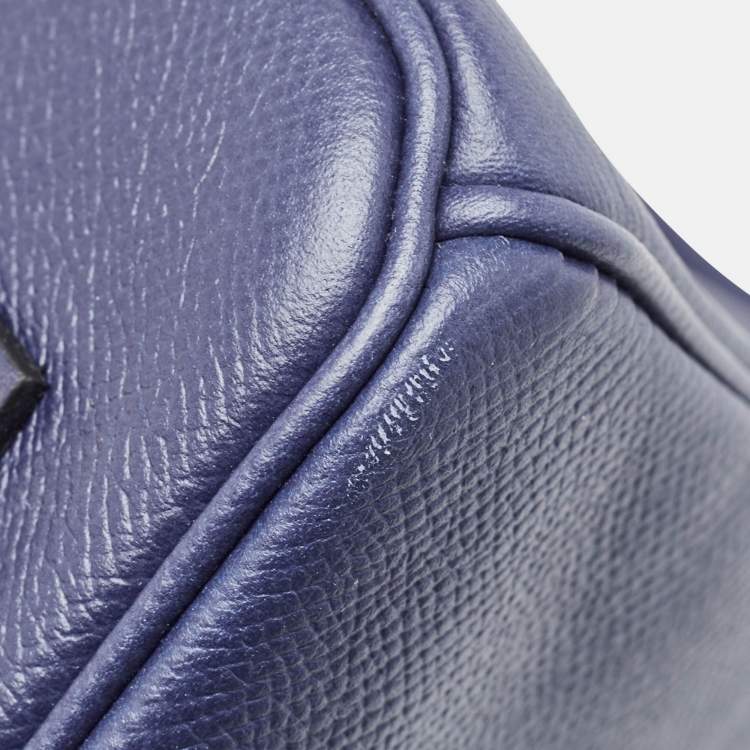Pre Owned Hermes Blue Saphir Epsom Leather Gold Finish Birkin 35 Bag