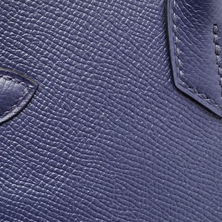 Pre Owned Hermes Blue Saphir Epsom Leather Gold Finish Birkin 35 Bag