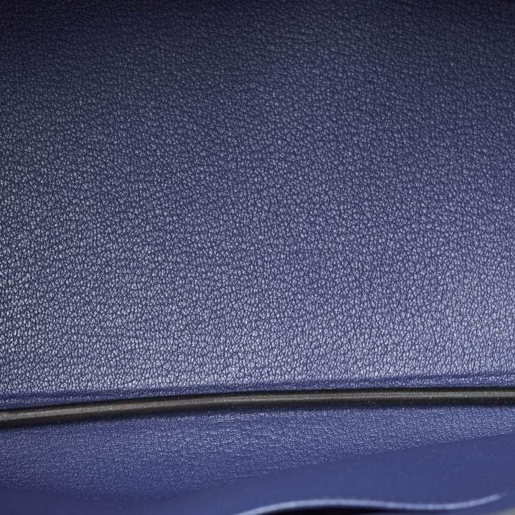 Pre Owned Hermes Blue Saphir Epsom Leather Gold Finish Birkin 35 Bag