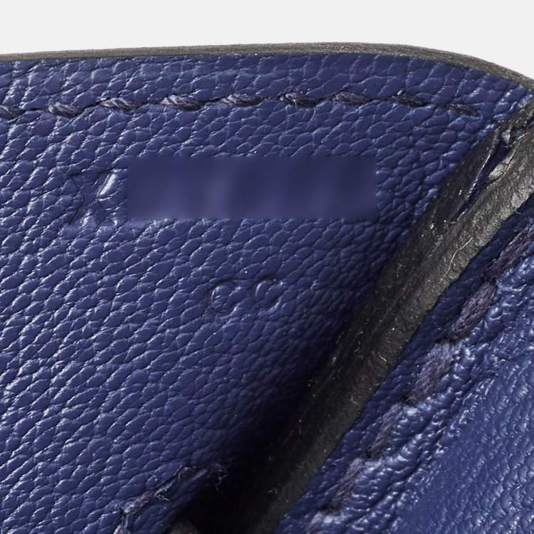 Pre Owned Hermes Blue Saphir Epsom Leather Gold Finish Birkin 35 Bag