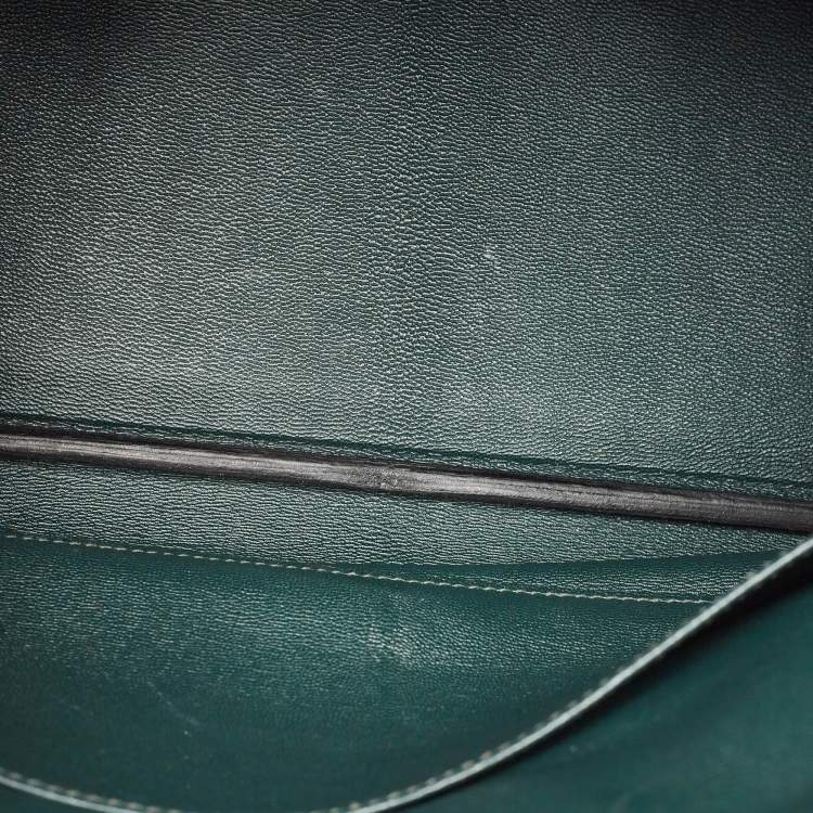 Pre Owned Hermes Vert Fonce Matte Alligator Gold Finish Birkin 35 Bag