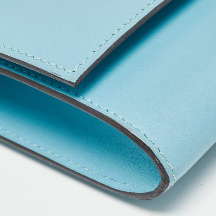 Pre Owned Hermes Celeste Tadelakt Leather Medor Clutch