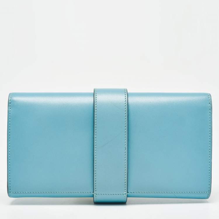 Pre Owned Hermes Celeste Tadelakt Leather Medor Clutch