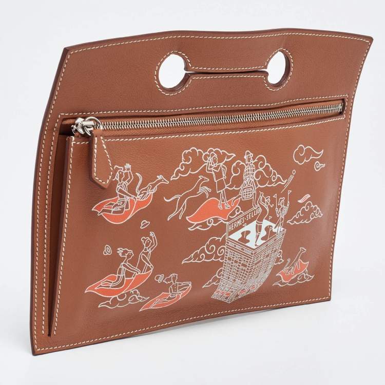 Pre Owned Hermes Gold Swift Leather L'Epopee Backpocket Pouch