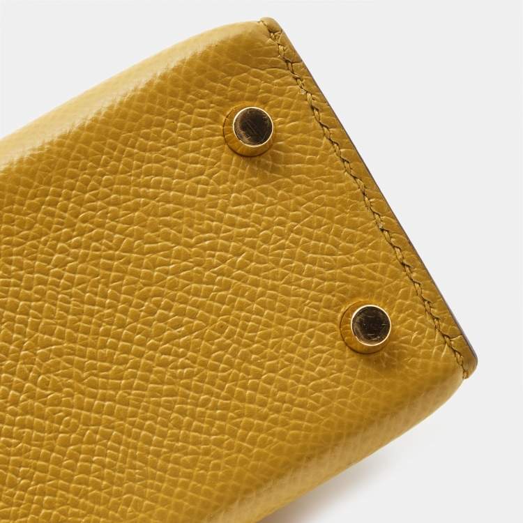 Pre Owned Hermès Jaune Ambre Epsom Leather Gold Finish Mini Kelly II Sellier 20 Bag