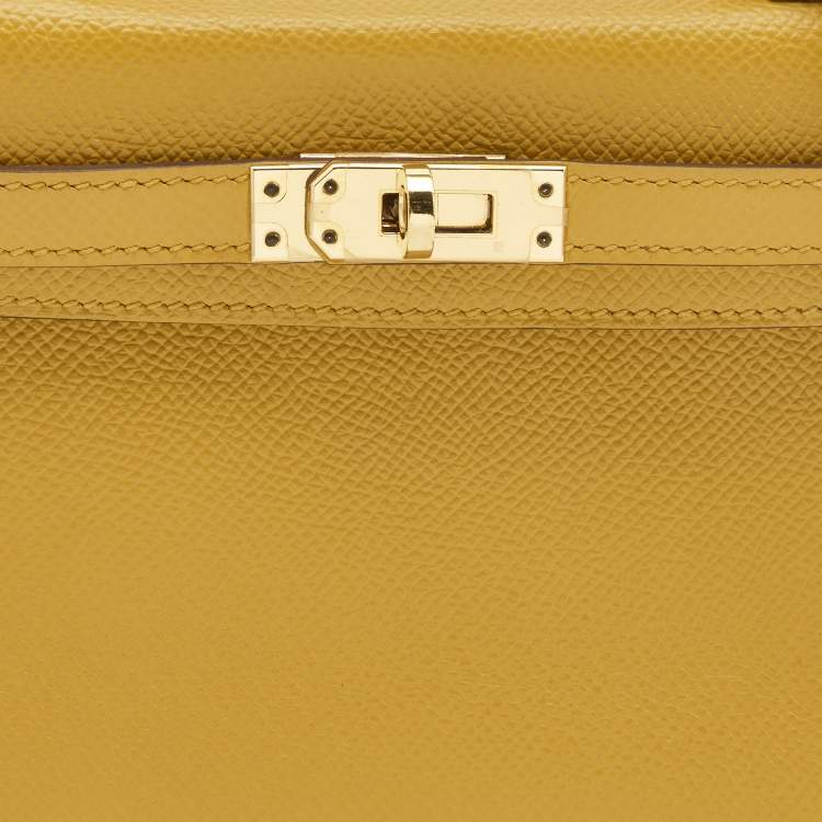 Pre Owned Hermès Jaune Ambre Epsom Leather Gold Finish Mini Kelly II Sellier 20 Bag