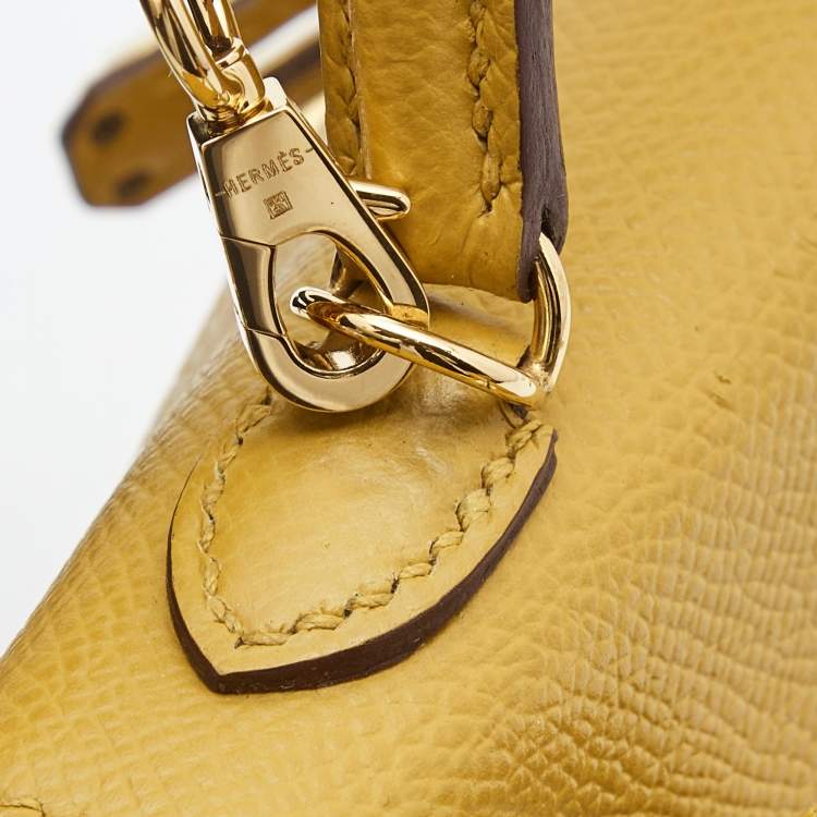 Pre Owned Hermès Jaune Ambre Epsom Leather Gold Finish Mini Kelly II Sellier 20 Bag