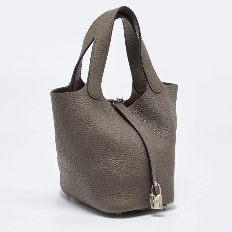 مملوكة مسبقًا Hermes Etain Taurillon Clemence Leather Picotin Lock 18 Bag