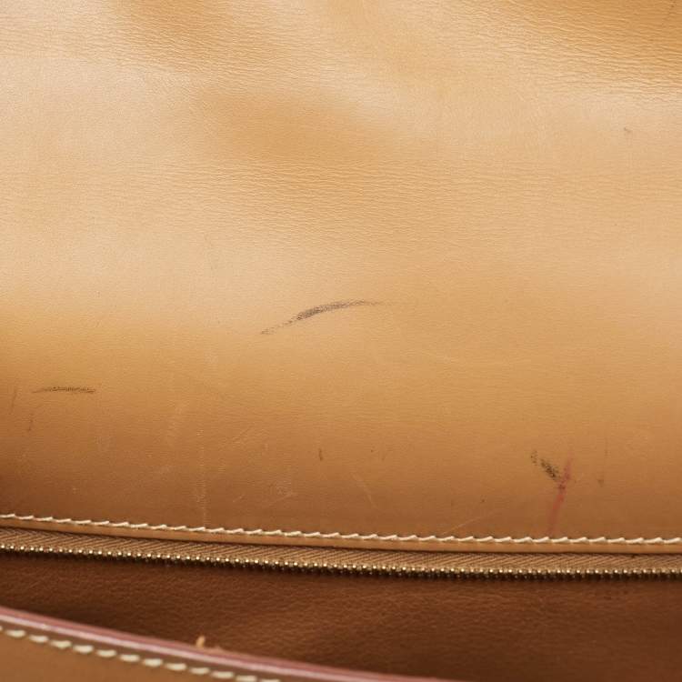 Pre Owned Hermes Natural Vache Leather Gold Finish Kelly Sellier 32 Bag